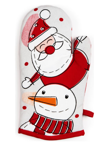 Ofenhandschuh "Snowman" in Rot/ Weiß - (L)32 x (B)18 cm