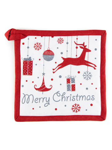 Łapka kuchenna "Merry Christmas" w kolorze czerwono-białym - 20 x 20 cm