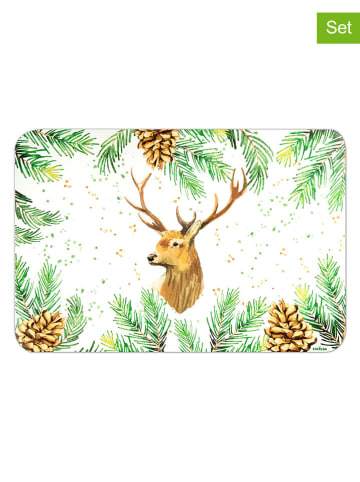 6er-Set: Tischsets "Nordic Deer" in Weiß/ Grün - (L)43,5 x (B)29 cm