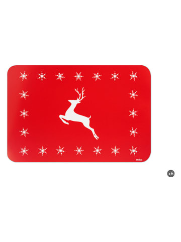 6er-Set: Tischsets "Nordic Christmas" in Rot - (L)43,5 x (B)29 cm