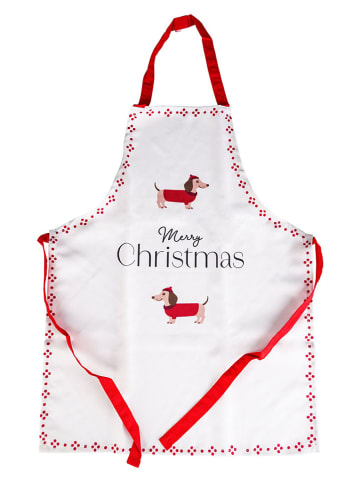 Kinder-Backschürze "Weihnachtsdackel" in Weiß/ Rot