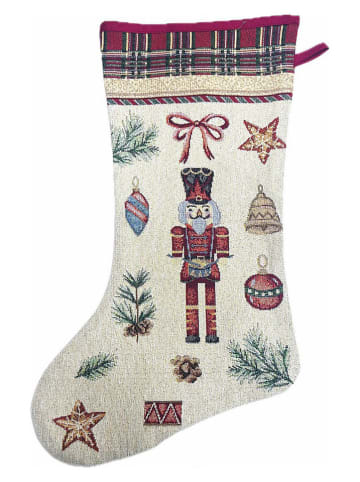 Weihnachtsstrumpf "Toy Solidier" in Beige/ Rot - (L)48 x (B)30 cm