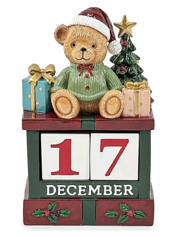 Adventskalender "Bear" in Beige/ Grün - (H)16,5 cm