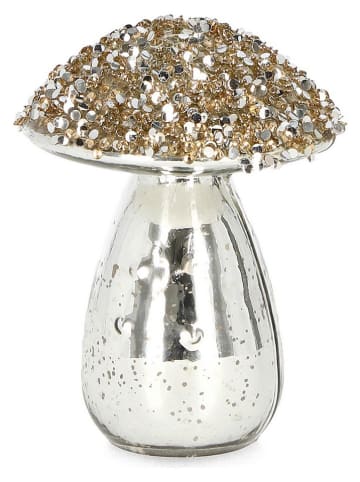 Decoratief figuur "Mushroom" zilverkleurig/goudkleurig - (H)13 cm