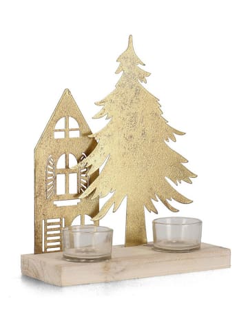 Teelichthalter "House" in Gold - (B)20 x (H)24 cm