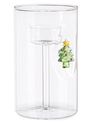Świecznik "Lavish Pine" w kolorze zielonym - wys. 15 cm