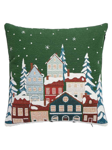 Poduszka "Snowlyn" w kolorze zielono-białym - 45 x 45 cm