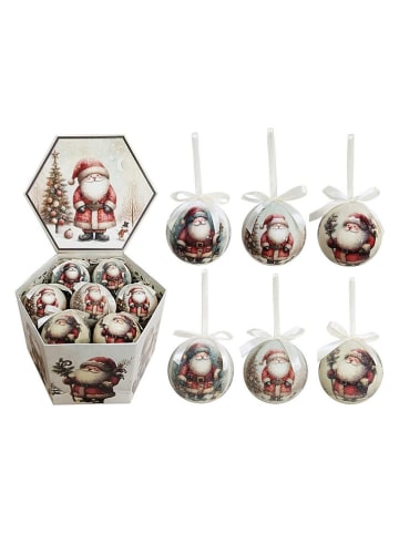 Bombki choinkowe (14 szt.) w kolorze kremowo-czerwonym - Ø 7,5 cm