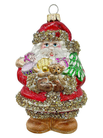 Ozdoba choinkowa "Hug Santa" w kolorze zielono-czerwonym - wys. 13 cm