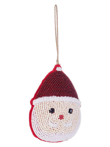 Ozdoba choinkowa "Santa" w kolorze biało-czerwonym - wys. 8 cm