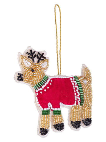 Ozdoba choinkowa "Reindeer" w kolorze jasnobrązowo-czerwonym - wys. 10 cm