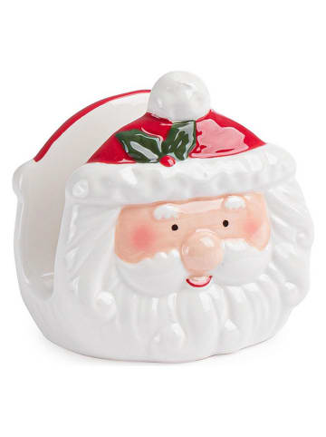 Serwetnik "Snowy Santa" w kolorze biało-czerwonym - 10 x 10 cm