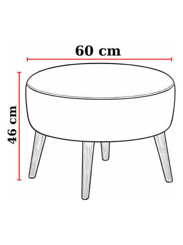 Pouf "Az-Ovl-02-Cvz" in Dunkelblau/ Hellbraun - (H)46 x Ø 60 cm