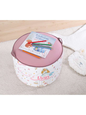 Puf w kolorze jasnoróżowym - wys. 32 x Ø 44 cm