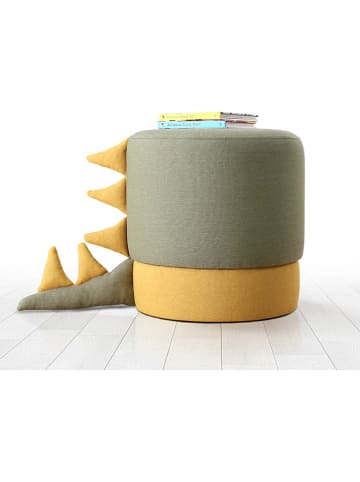 Pouf in Khaki - (H)38 x Ø 37 cm