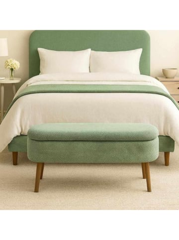 Sitzbank "Oslo Linen" in Grün - (B)90 x (H)46 x (T)35 cm