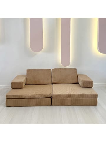 Sofa "Puzzle" w kolorze jasnobrązowym - 140 x 46 x 70 cm