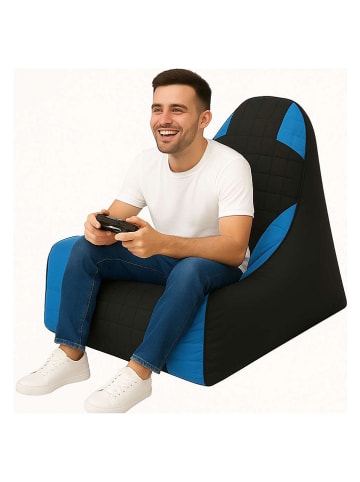Sitzsack "XXL Gamer" in Schwarz/ Blau - (B)85 x (H)35 x (T)80 cm