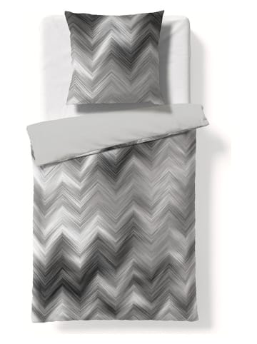 Flanell-Bettwäsche-Set "Valencia" in Grau/ Silber