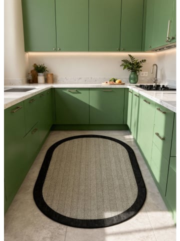 Kurzflor-Teppich in Grau/ Schwarz