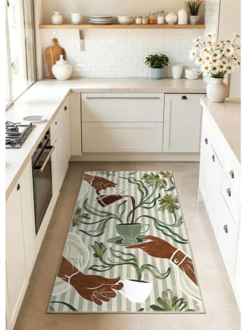 Kurzflor-Teppich ''Piper'' in Beige/ Creme/ Grün