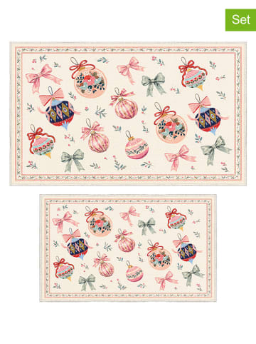 Dywaniki łazienkowe (2 szt.) "Pink Noel" w kolorze kremowym