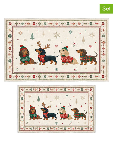 Dywaniki łazienkowe (2 szt.) "Merry Puppy" w kolorze kremowym