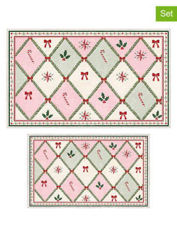2er-Set: Badematten "Charm" in Rosa/ Grün