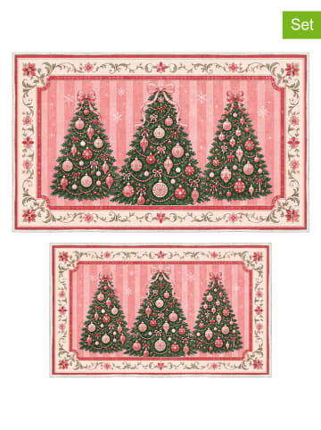 Dywaniki łazienkowe (2 szt.) "Jingle Tree" w kolorze jasnoróżowym