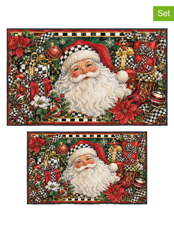 Dywaniki łazienkowe (2 szt.) "Holly Santa" w kolorze czerwonym