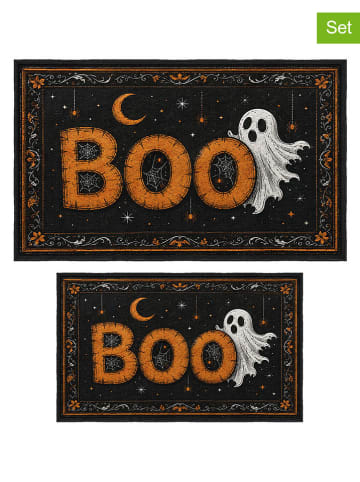 2er-Set: Badematten "Boo" in Schwarz/ Orange