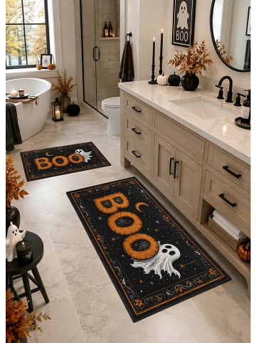 2er-Set: Badematten "Boo" in Schwarz/ Orange