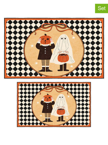 2er-Set: Badematten "Spooky" in Orange/ Schwarz