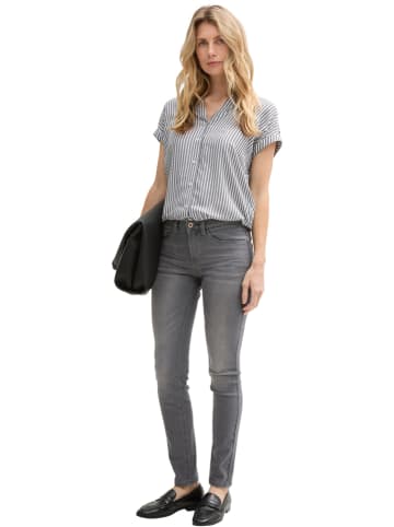 Bluse in Grau/ Weiß