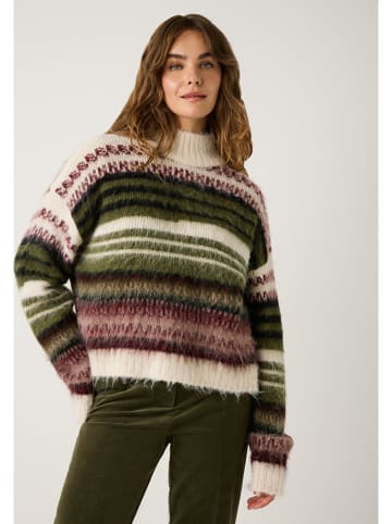 Pullover in Dunkelgrün/ Bordeaux/ Creme