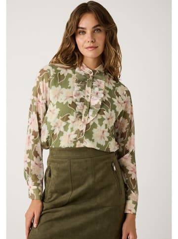 Blouse olijfgroen/crème