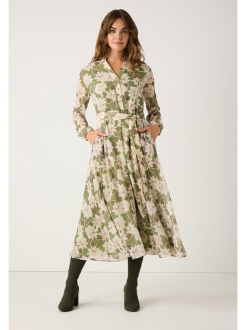 Kleid in Oliv/ Creme