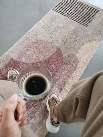 Kurzflor-Teppich "Alida" in Beige/ Rosa