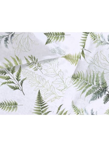 Flanellen beddengoedset "Zeno" wit/groen