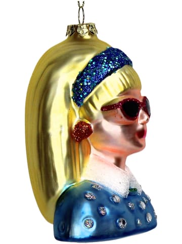 Ozdoba choinkowa "Fashion Lady" w kolorze złoto-niebieskim - wys. 11,4 cm