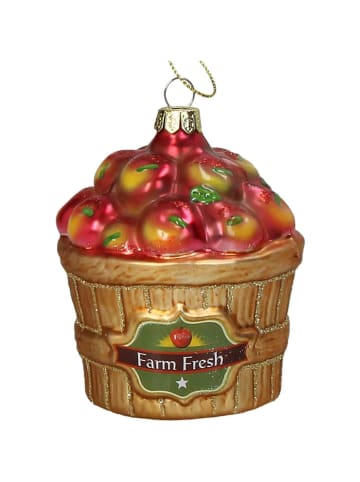 Ozdoba choinkowa "Apple Crate" w kolorze złoto-czerwonym - wys. 9,5 cm