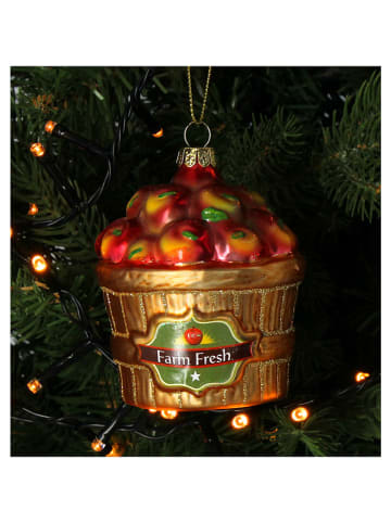 Ozdoba choinkowa "Apple Crate" w kolorze złoto-czerwonym - wys. 9,5 cm