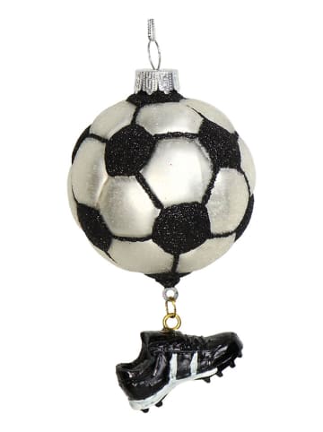 Ozdoba choinkowa "Soccer Ball" w kolorze czarno-białym - wys. 12 cm