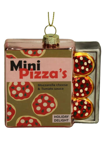 Ozdoba choinkowa "Pizaa Bites" w kolorze oliwkowo-czerwonym - wys. 8,8 cm