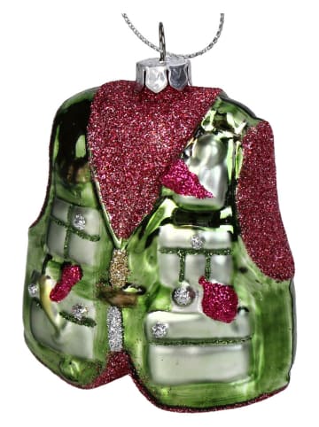 Ozdoba choinkowa "Garding Gilet" w kolorze różowo-zielonym - wys. 8 cm