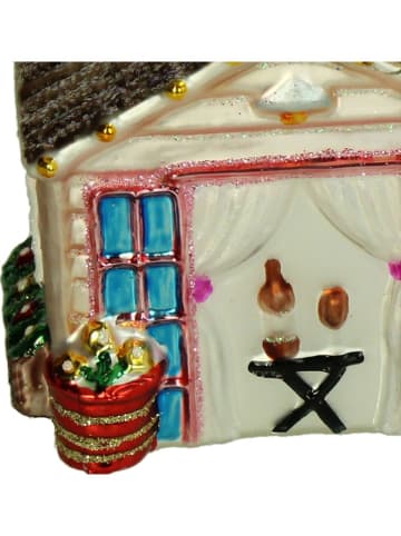 Ozdoba choinkowa "Garden Shed" w kolorze kremowo-czerwonym - wys. 8,6 cm