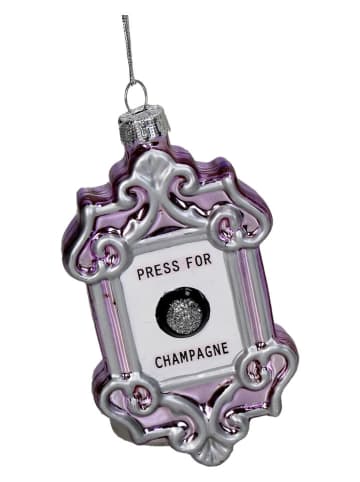 Ozdoba choinkowa "Press for Champagne" w kolorze srebrno-fioletowym - wys. 12 cm