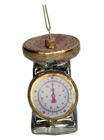 Ozdoba choinkowa "Kitchen Scale" w kolorze złoto-turkusowym - wys. 8,6 cm