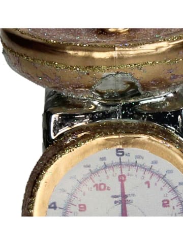 Ozdoba choinkowa "Kitchen Scale" w kolorze złoto-turkusowym - wys. 8,6 cm