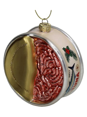 Ozdoba choinkowa "Tuna Can" w kolorze czerwono-kremowym - wys. 10,7 cm